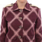 House of Holland Check Trench Coat Blazer Purple Jacket
