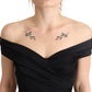 Dolce & Gabbana Bodycon Black Silk Off Shoulder Sheath Bodycon Dress