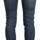 Don The Fuller Blue Mid Waist Cotton Denim Slim Fit Cropped Jeans