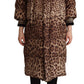 Dolce & Gabbana Brown Long Leopard Print Quilted Down Jacket