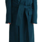 Dolce & Gabbana Blue Green Wool Long Sleeves Trench Coat Jacket