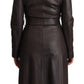Dolce & Gabbana Dark Brown Leather Long Sleeves Belted Jacket