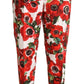 Dolce & Gabbana White Red Anemone Cotton Trouser Tapered Pants