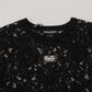 Dolce & Gabbana Black Floral Lace Cotton Shift Mini Dress
