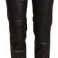 John Galliano Black Glittered Mid Waist Cotton Cropped Pants