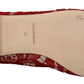 Dolce & Gabbana Red Lace Crystal Ballet Flats Loafers Shoes