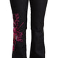 Exte Black Cotton Stretch Mid Waist Cotton Flared Denim Jeans