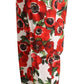 Dolce & Gabbana White Red Anemone Cotton Trouser Tapered Pants