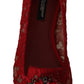 Dolce & Gabbana Red Lace Crystal Ballet Flats Loafers Shoes