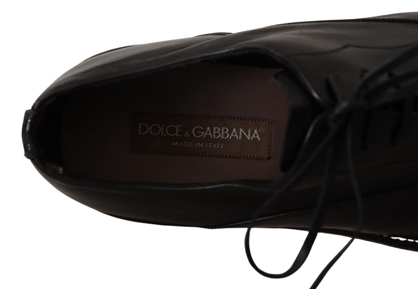 Dolce &amp; Gabbana 블랙 가죽 남성 레이스업 더비 슈즈