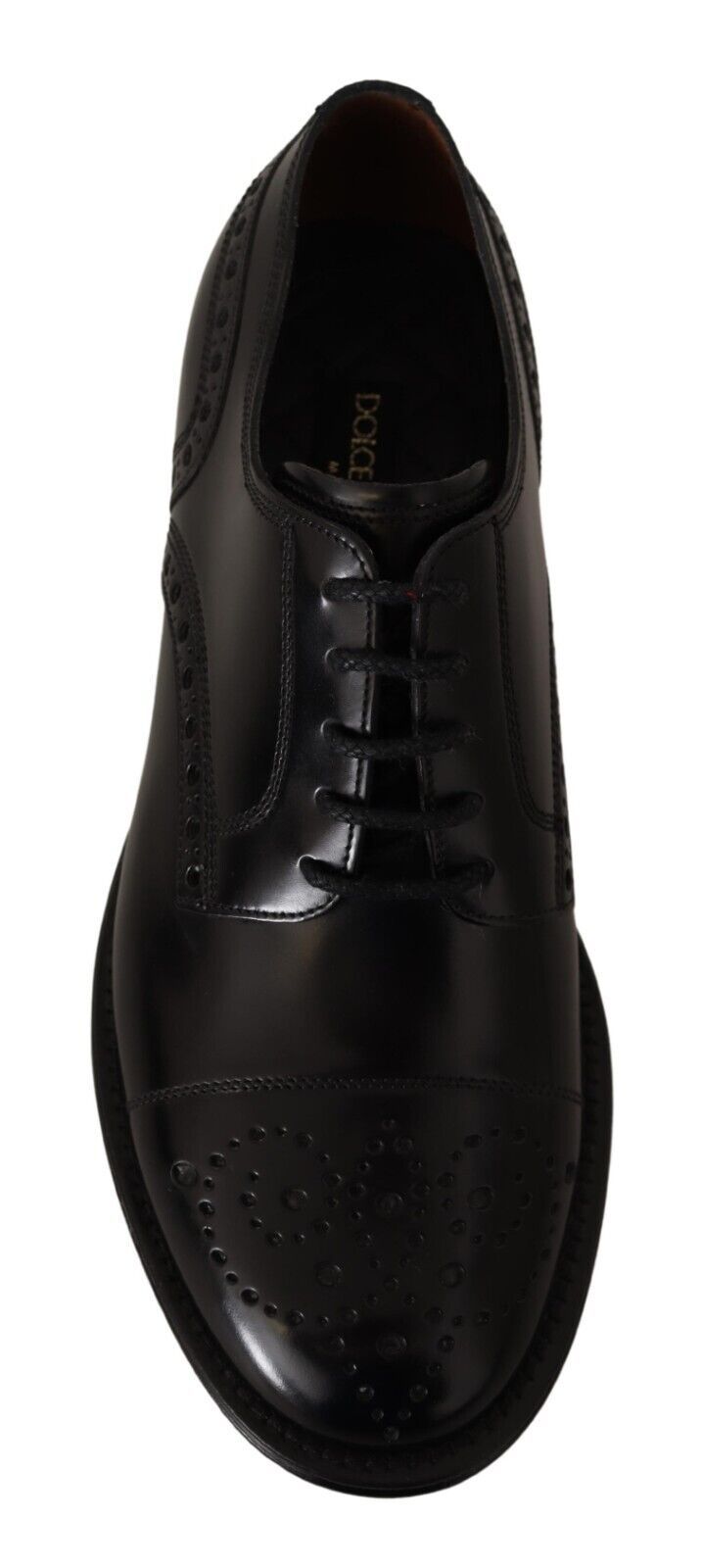 Dolce &amp; Gabbana 블랙 레더 윙팁 남성 포멀 더비 슈즈