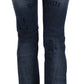 John Galliano Blue Newspaper Print Low Waist Skinny Denim Pants