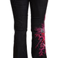 Exte Black Cotton Stretch Mid Waist Cotton Flared Denim Jeans