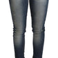 Acht Blue Washed Cotton Low Waist Skinny Denim Women Trouser Jeans