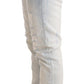 Acht Light Blue Distressed Cotton Folded Hem Denim Trouser Jeans