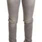 Acht Light Gray Washed Cotton Slim Fit Denim Women Trouser Jeans