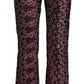 House of Holland Multicolor Floral Jacquard Flared Cropped Pants