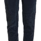 Peserico Blue Mid Waist Cotton Stretch Tapered Pants