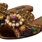 Dolce & Gabbana Multicolor Floral Embellished Slides Flats Shoes