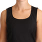 Patrizia Pepe Black Cotton Blend Sleeveless Knee Length Sheath Dress