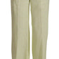 MSGM Yellow Green Cotton High Waist Straight Long Pants
