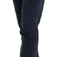 Peserico Blue Mid Waist Cotton Stretch Tapered Pants