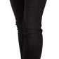 GF Ferre Black Washed Mid Waist Cotton Skinny Slim Fit Jeans