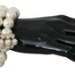 Dolce & Gabbana White Faux Pearl Beads Translucent Crystals Bracelet