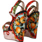 Dolce & Gabbana Multicolor Brocade Platform Heels Sandals Shoes