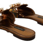 Dolce & Gabbana Multicolor Floral Embellished Slides Flats Shoes