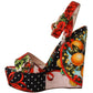 Dolce & Gabbana Multicolor Brocade Platform Heels Sandals Shoes