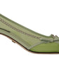 Dolce & Gabbana Green Mesh Leather Chains Heels Pumps Shoes