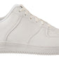 SIGNS White Leather Perforated Lace Up Sneakers Casual Men Shoes