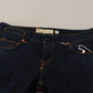 Acht Blue Washed Cotton Low Waist Skinny Denim Women Trouser Jeans
