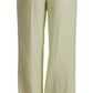 MSGM Yellow Green Cotton High Waist Straight Long Pants