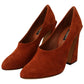 Dolce & Gabbana Brown Suede Leather Block Heels Pumps Shoes