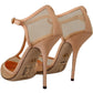 Dolce & Gabbana Beige Mesh T-strap Stiletto Heels Pumps Shoes