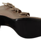 MY TWIN Brown Leather Block Heels Multi Buckle Pumps Shoes
