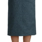 Koonhor Blue High Waist Pencil Straight Wrap Style Skirt