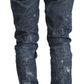 Diesel Blue Distressed Low Waist Cotton Denim Skinny Jeans