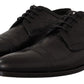 Dolce & Gabbana Black Exotic Leather Lace Up Formal Derby Shoes