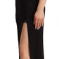 Dolce & Gabbana Black Silk Stretch Side Slit Sheath Midi Dress