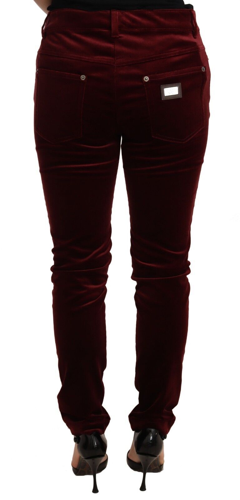 Dolce & Gabbana Red Velvet Skinny Trouser Cotton Stretch Pants