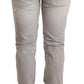 Acht Gray Tattered Cotton Slim Fit Folded Hem Women Denim Jeans