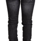 Acht Black Washed Cotton Low Waist Skinny Denim Trouser Jeans