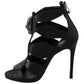 Philipp Plein Black Leather High Heels Bat Stiletto Shoes