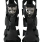 Philipp Plein Black Leather High Heels Bat Stiletto Shoes