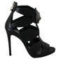 Philipp Plein Black Leather High Heels Bat Stiletto Shoes