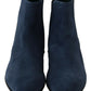 Dolce & Gabbana Blue Suede Embellished Studded Boots Shoes