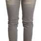 Acht Gray Cotton Slim Fit Folded Hem Women Denim Pant